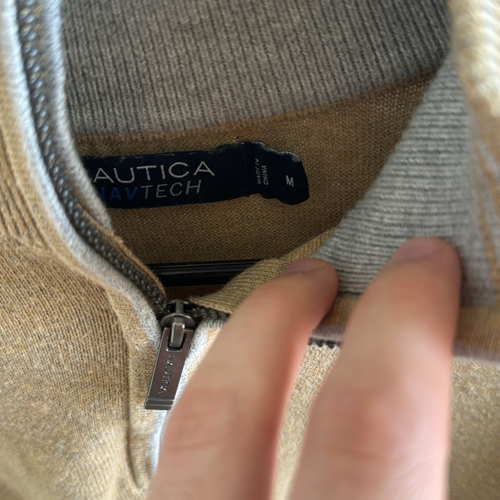 NAUTICA Men’s Quarter-zip Sweater Beige - Picture 2 of 5